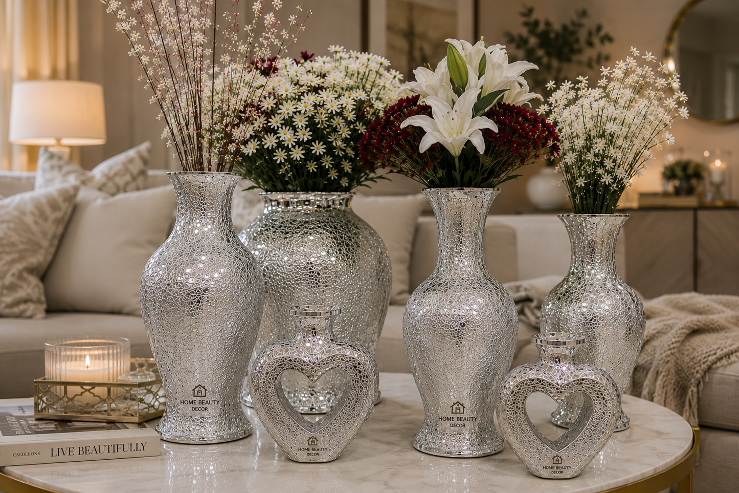 Silver Mosaic Glass Vase