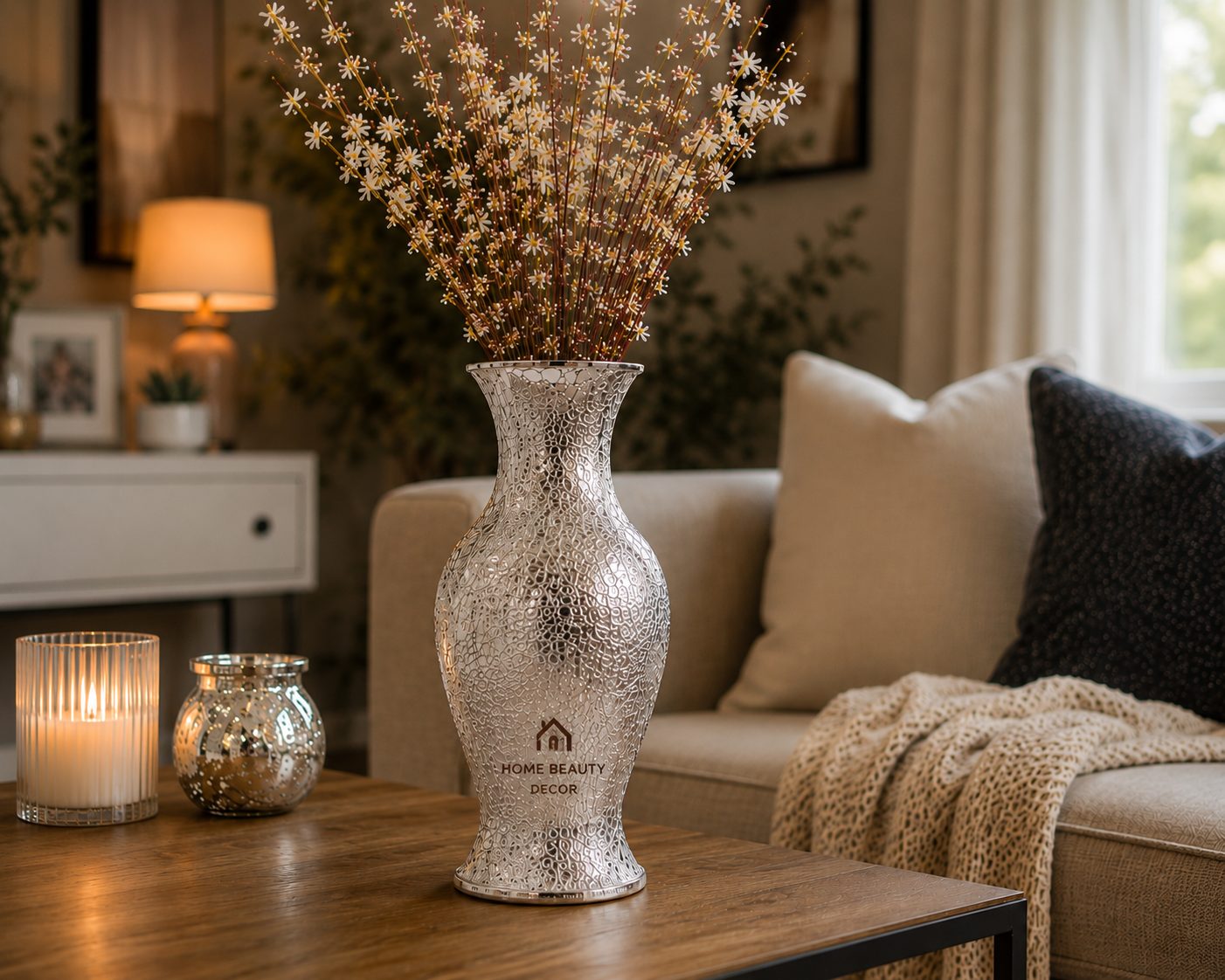 Silver Mosaic Glass Vase