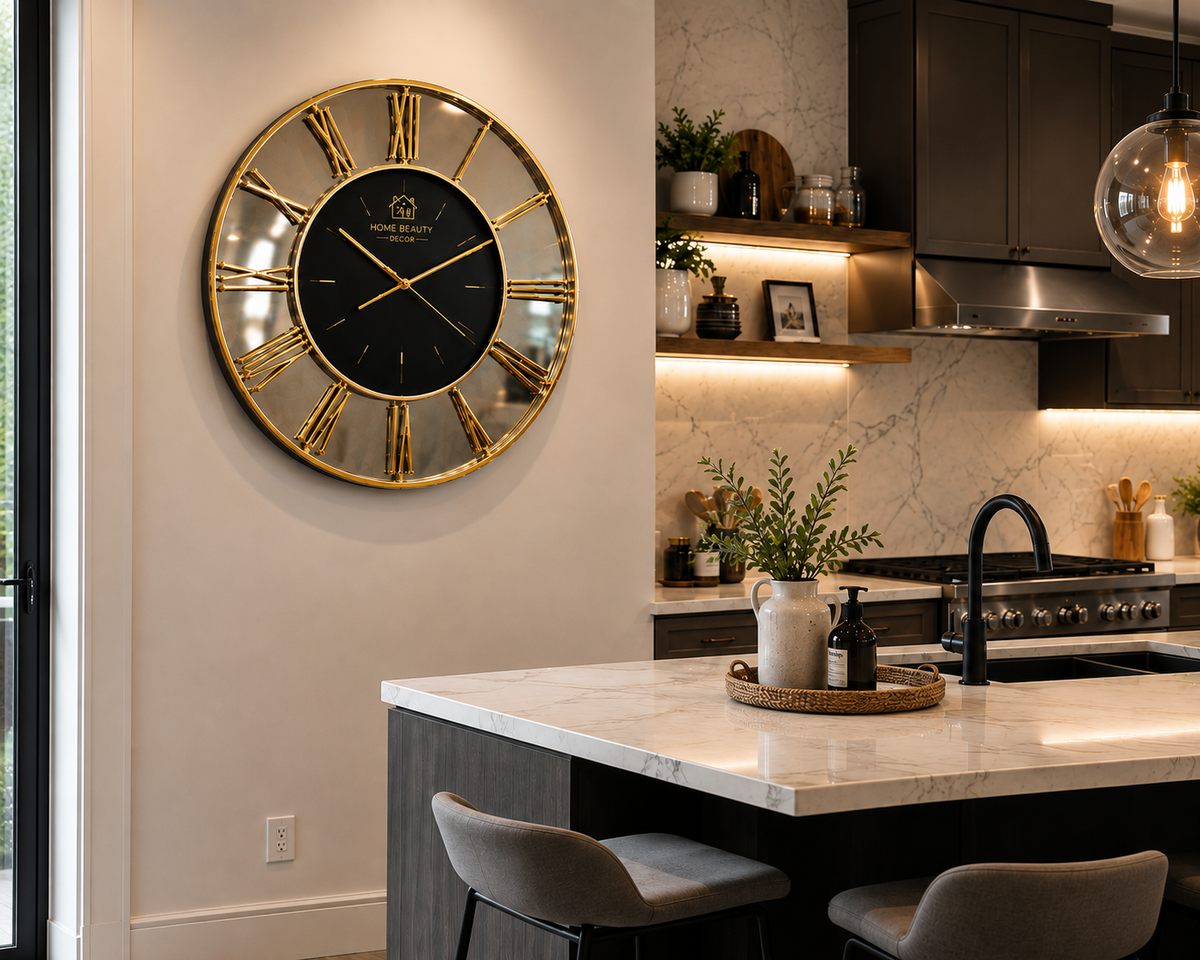 Gold Roman Numeral Wall Clock