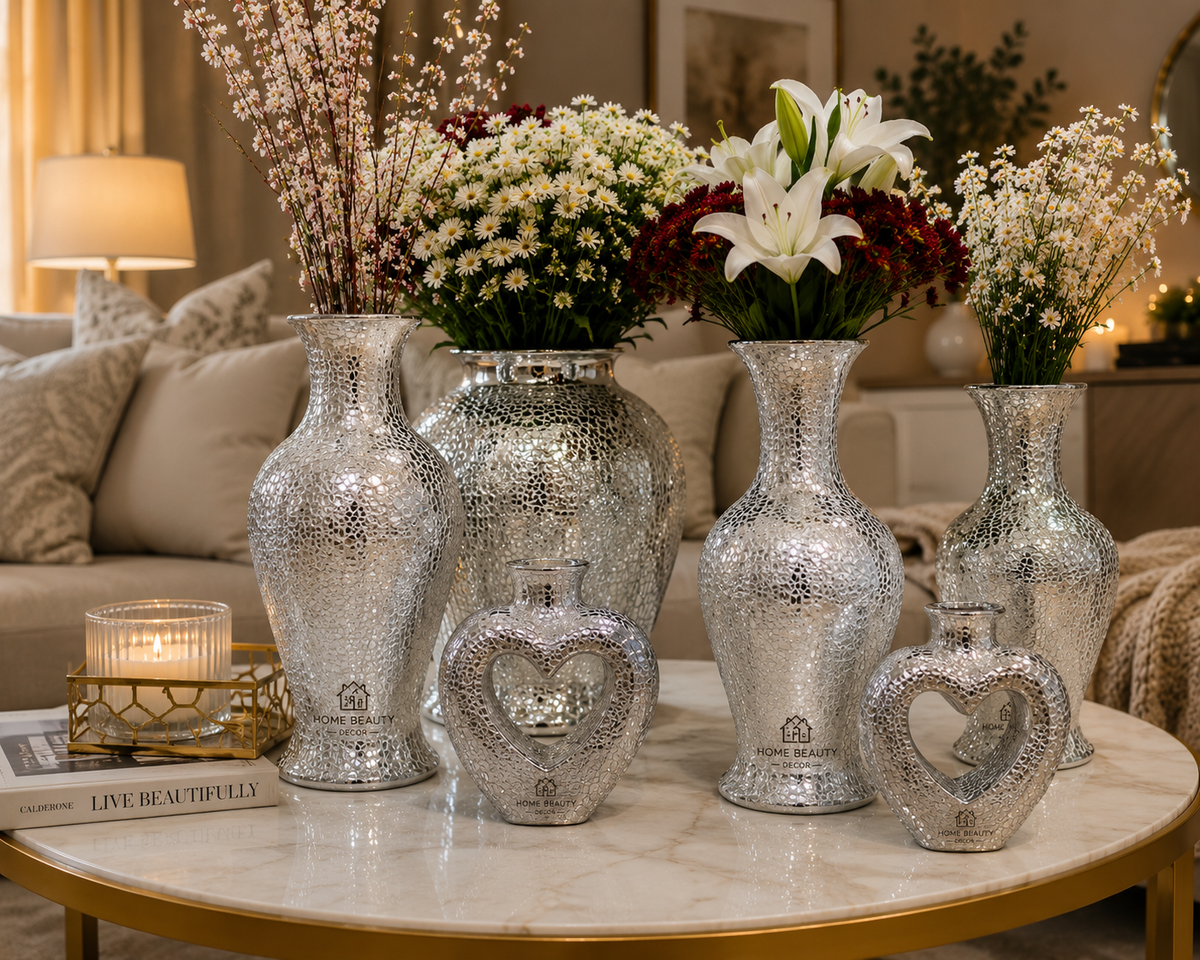 Silver Mosaic Glass Vase
